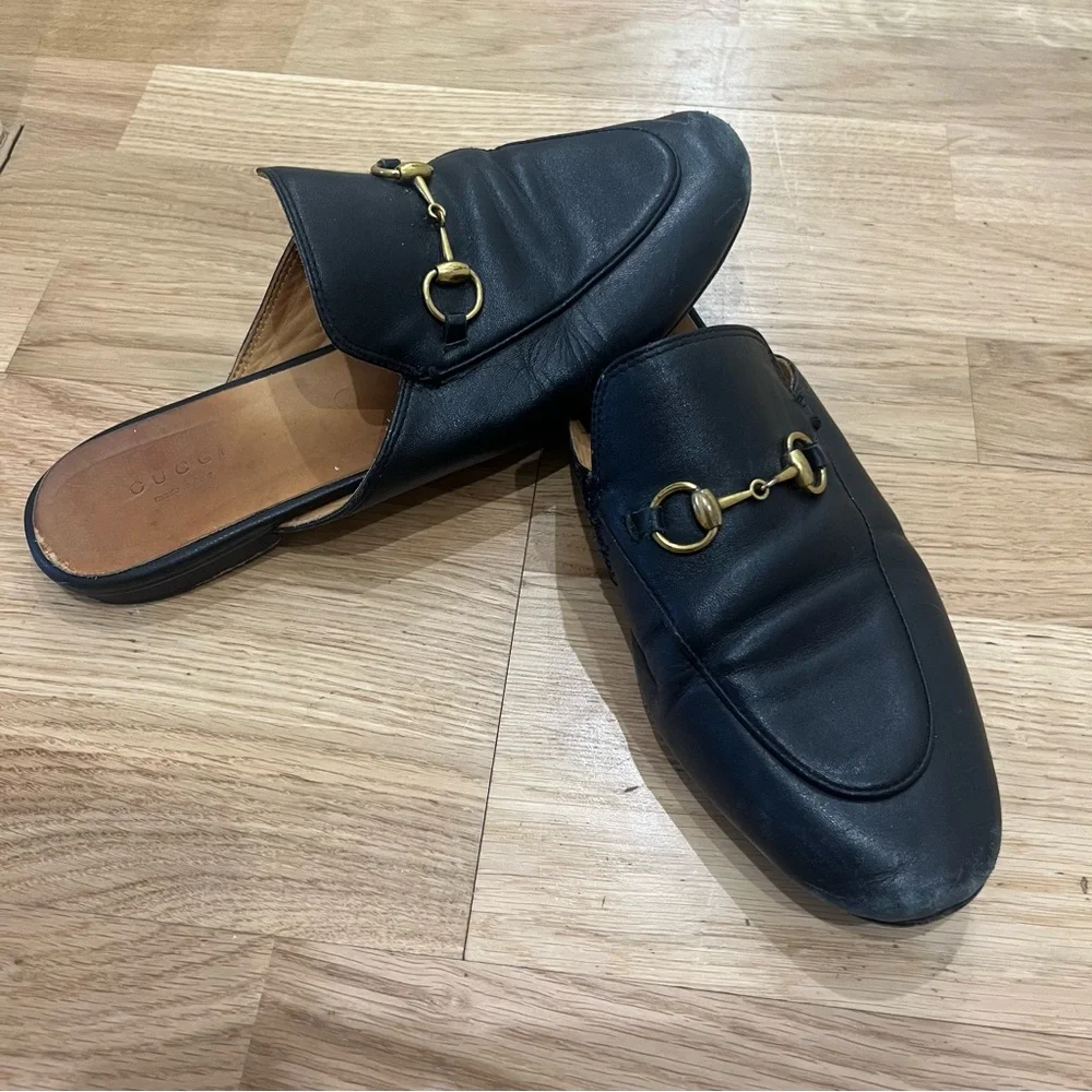 Gucci Black Leather Horsebit Mules - Picture 2 of 6